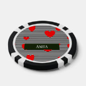 Gepersonaliseerde rode harten en strepen poker chips (Enkel)