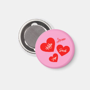 Gepersonaliseerde Rode Harten Roze Moeder Magneet