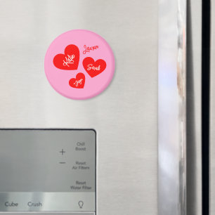 Gepersonaliseerde Rode Harten Roze Moeder Magneet