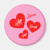 Gepersonaliseerde Rode Harten Roze Moeder Magneet (Voorkant)