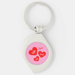 Gepersonaliseerde Rode Harten Roze Moederdag Sleutelhanger