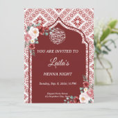 Gepersonaliseerde Rode Henna Uitnodiging (Staand voorkant)