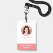 Gepersonaliseerde Rode Homeschool Leraar ID Badge (Front with Lanyard)