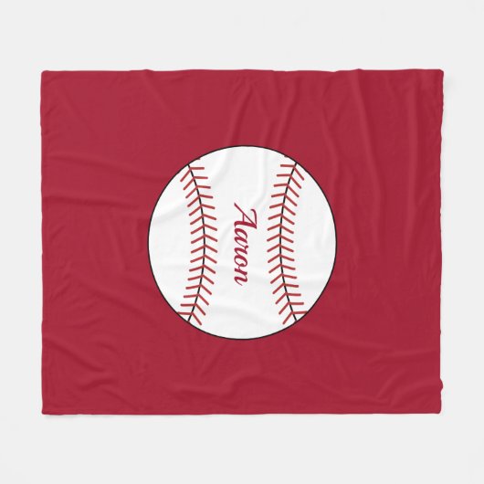 Gepersonaliseerde Rode Honkbal Deken Gift (Voorkant (Horizontaal))