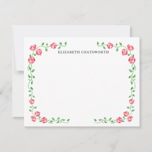 Gepersonaliseerde rode hoofdrozen met handschrift- notitiekaartje (Voorkant)