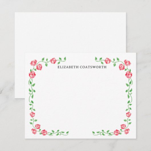 Gepersonaliseerde rode hoofdrozen met handschrift- notitiekaartje (Voorkant / Achterkant)