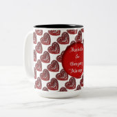 Gepersonaliseerde Rode kant Harten Patroon Mok (Voorkant links)