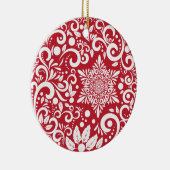 Gepersonaliseerde rode kerstboom feestelijk keramisch ornament (Rechts)