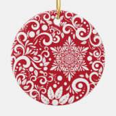 Gepersonaliseerde rode kerstboom feestelijk keramisch ornament (Voorkant)