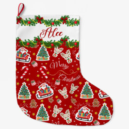 Gepersonaliseerde Rode Kerstman Vrolijk Kerstfeest Grote Kerstsok