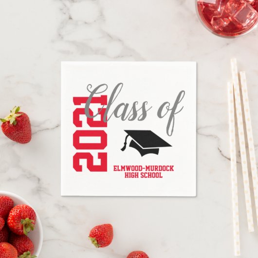Gepersonaliseerde Rode Klasse van 2021 Gifts Schoo Servet (Insitu)