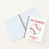 Gepersonaliseerde Rode Kometen Baseball Spiral Not Notitieboek (Binnen)