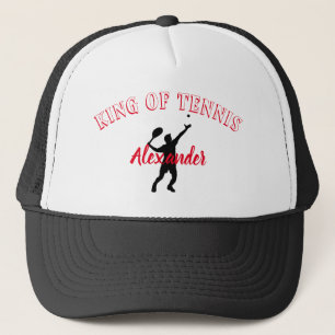 Gepersonaliseerde rode koning van tennisspeler trucker pet