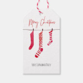 Gepersonaliseerde rode kous streep Waterverf Label Cadeaulabel (Voorkant)