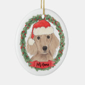 Gepersonaliseerde rode, langharige dachshund keramisch ornament (Rechts)