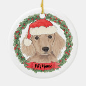 Gepersonaliseerde rode, langharige dachshund keramisch ornament (Achterkant)