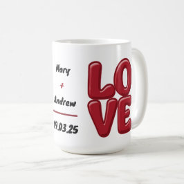 Gepersonaliseerde Rode LIEFDE Mok met namen en dat