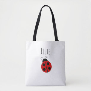 Gepersonaliseerde rode lieveheersbeestzak tote bag