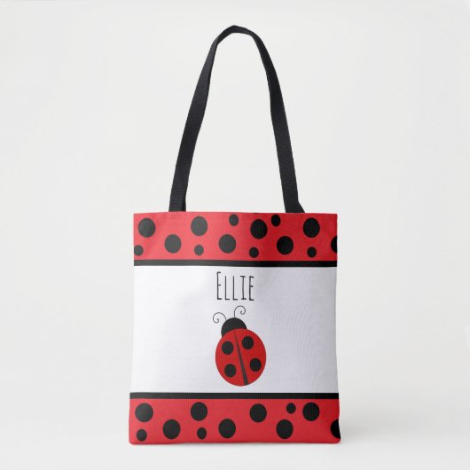 Gepersonaliseerde rode lieveheersbeestzak tote bag (Voorkant)