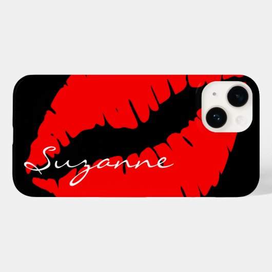 Gepersonaliseerde rode lippen Case-Mate iPhone case (Achterkant (horizontaal))
