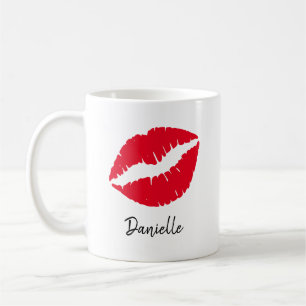 Gepersonaliseerde rode lippenstift Kusprint Koffiemok
