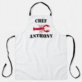 Gepersonaliseerde Rode Lobster Witte Chef Mannen Schort (Voorkant)