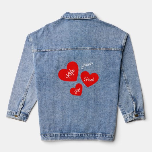 Gepersonaliseerde Rode Moeders Harten Denim Jacket (Achterkant)