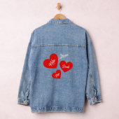 Gepersonaliseerde Rode Moeders Harten Denim Jacket (Hangar)
