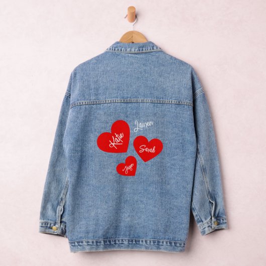 Gepersonaliseerde Rode Moeders Harten Denim Jacket (Hangar)