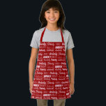 Gepersonaliseerde Rode Naam Collage Schattigee Ker Schort<br><div class="desc">Een feestelijk rood kerstgeschrift dat is gedecoreerd in negen verschillende lettertypen die je achternaam in het wit spellen. Een aangepast kinder cadeau met een leuke typografie.</div>