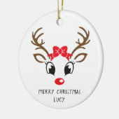 Gepersonaliseerde rode neus Rudolf Kerstversiering Keramisch Ornament (Links)