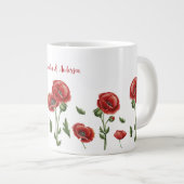 Gepersonaliseerde rode papavers Bloemen Grote Koffiekop (Voorkant rechts)