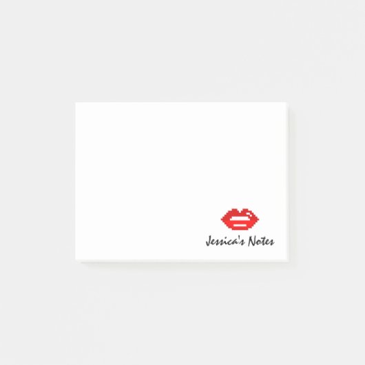 Gepersonaliseerde rode pixel lippen kus Post-it® n Notes (Voorkant)