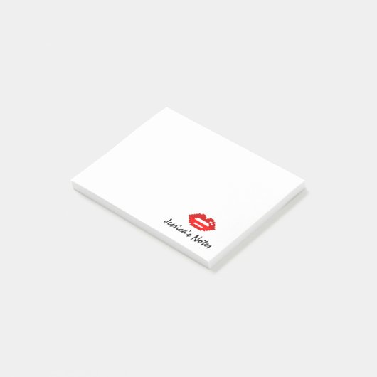 Gepersonaliseerde rode pixel lippen kus Post-it® n Post-it® Notes (Schuin)