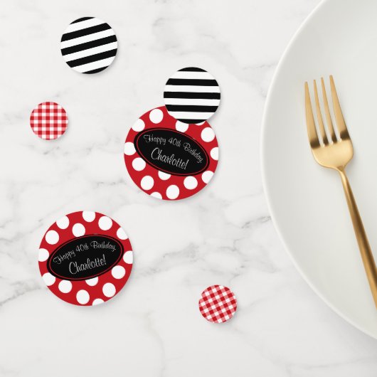 Gepersonaliseerde Rode Polka Dot Table Confetti (Groep)