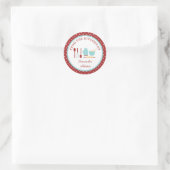 Gepersonaliseerde rode Robin en blauwe bakken keuk Ronde Sticker (Tas)