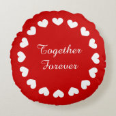 Gepersonaliseerde rode ronde hartkussen voor nieuw rond kussen (Voorkant)