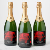 Gepersonaliseerde rode roos bruiloft mousserende w sparkling wijnetiket (Flessen)