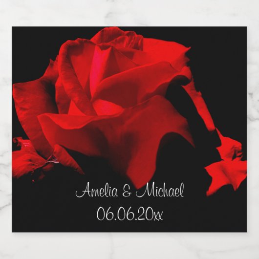 Gepersonaliseerde rode roos bruiloft mousserende w sparkling wijnetiket (Enkel label)