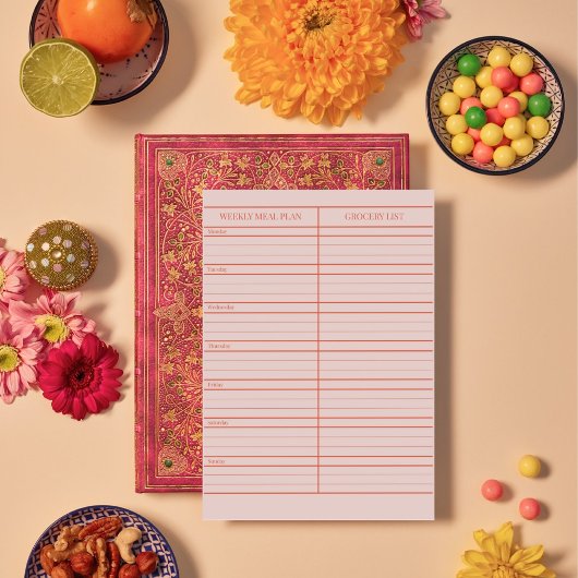 Gepersonaliseerde Rode Roze Maaltijdplanner boodsc Notitieblok