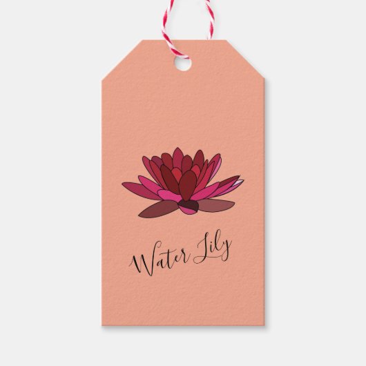 Gepersonaliseerde rode roze waterlelie cadeaulabel (Voorkant)