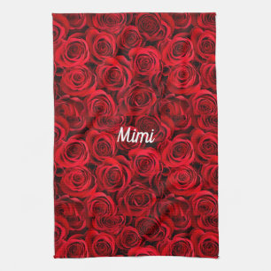 Gepersonaliseerde rode rozen All-Over Print Theedoek