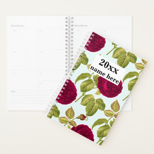Gepersonaliseerde rode rozen planner (Display)