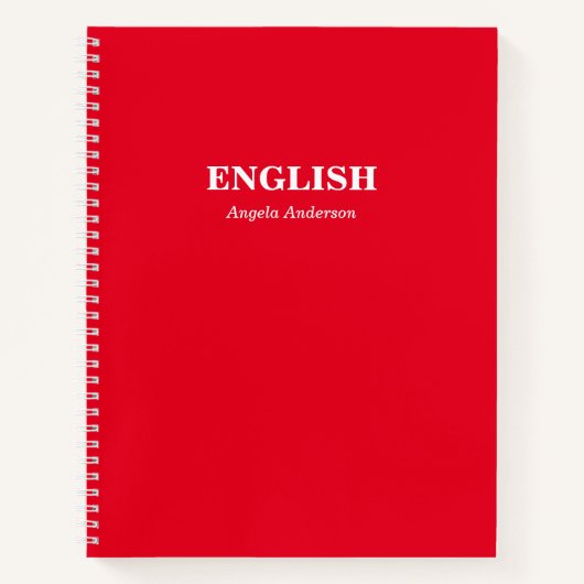 Gepersonaliseerde Rode School Onderwerp Spiral Notitieboek (Voorkant)