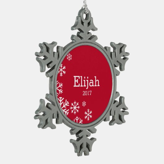 Gepersonaliseerde Rode Snowflake Ornament (Links)