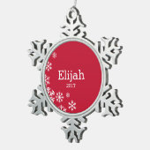 Gepersonaliseerde Rode Snowflake Ornament (Rechts)