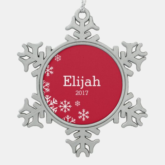 Gepersonaliseerde Rode Snowflake Ornament (Voorkant)