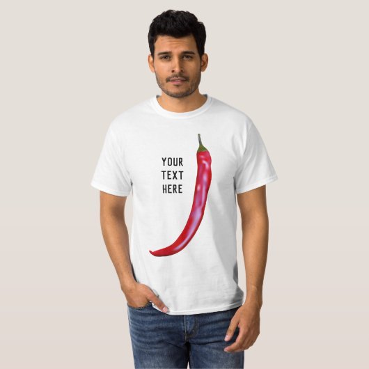 Gepersonaliseerde rode Spaanse peper t shirt (Voorkant volledig)