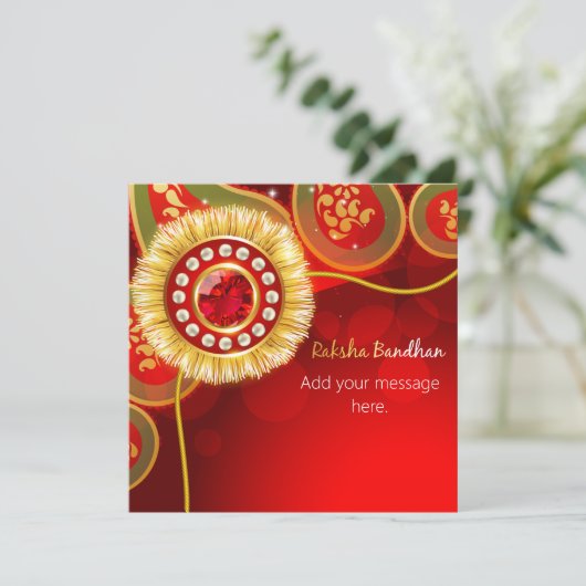 Gepersonaliseerde Rode Sparkle Happy Raksha Bandha (Staand voorkant)
