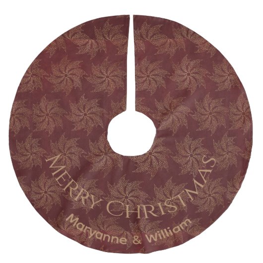 Gepersonaliseerde rode tan wervelingen ontwerp kerstboom rok (Voorkant)